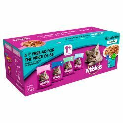 Whiskas 1+ Cat Pouches Fish Selection in Jelly 40 for 36 Mega Pack, 100g